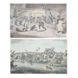Two coloured engravings - 'Westminster Pit' and 'Bull Broke Loose'