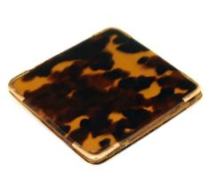 Yellow metal-mounted tortoiseshell cigarette case