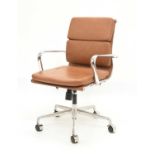 Tan leather swivel office chair