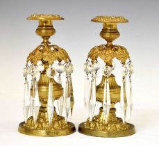 Pair of gilt metal lustre candlesticks