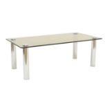 Smoked glass top rectangular coffee table