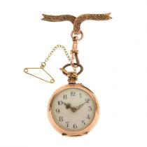 Yellow metal (585) Swiss gold and enamel fob watch