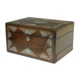 Victorian rosewood and mother-of-pearl inlaid vanity box