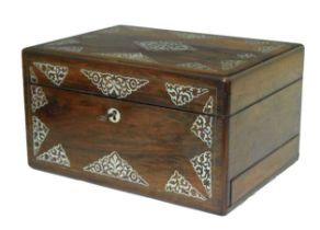 Victorian rosewood and mother-of-pearl inlaid vanity box