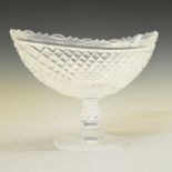 Irish Regency-type cut glass oval pedestal bowl