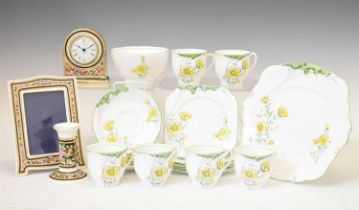 Wedgwood 'Clio' clock, frame etc, and buttercup teawares