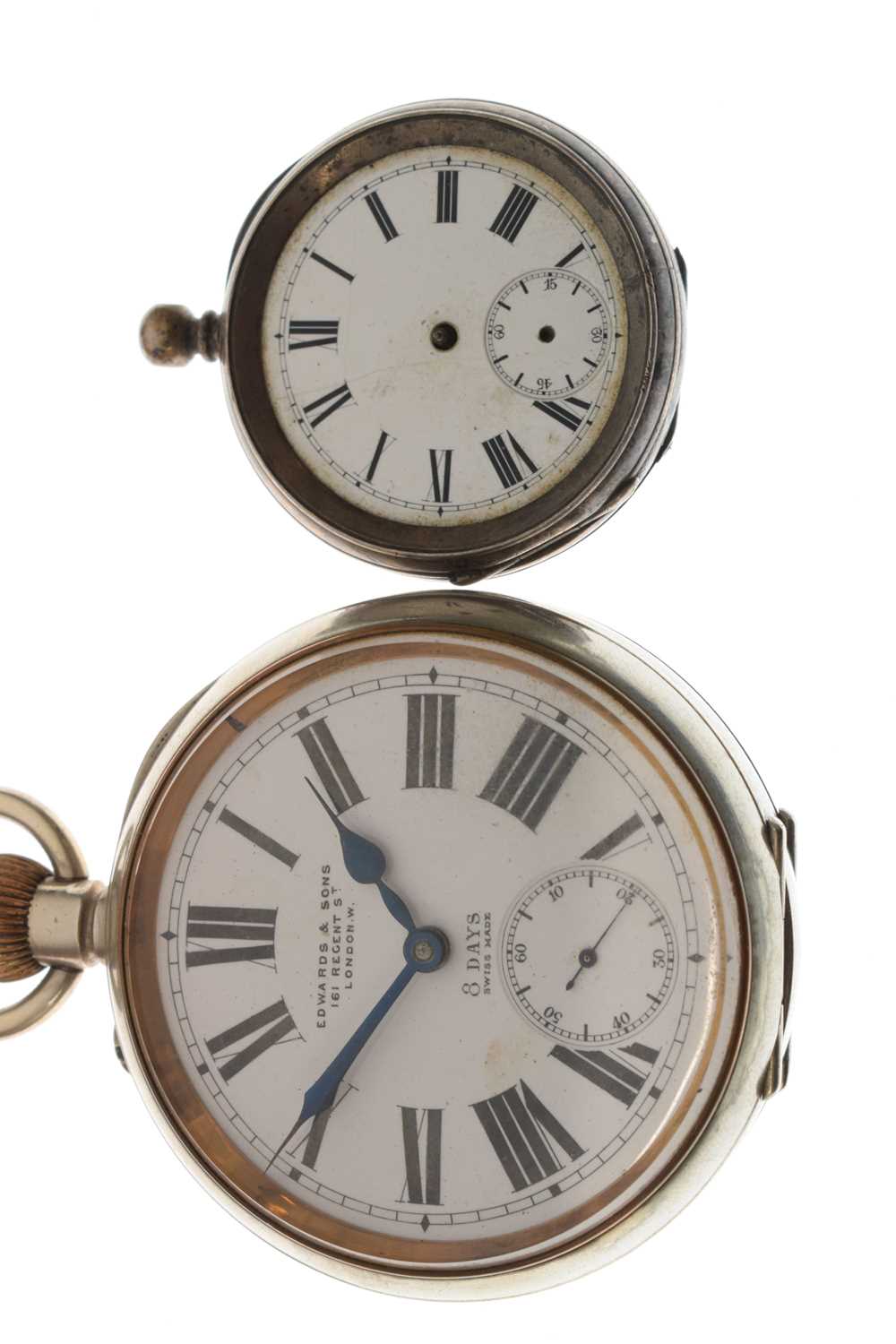 Silver cased desk clock and silver pocket watch - Image 2 of 11