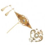 Late Victorian 15ct gold gem-set brooch