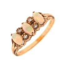 9ct gold, opal and diamond ring