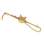 9ct gold bar brooch in the form of a riding crop