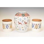 Pair of Egersund of Norway storage jars and ovoid vase