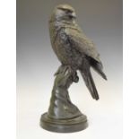 Bronzed resin sculpture of a falcon