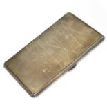 George V silver cigarette case with engine-turned decoration and gilt interior