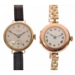 Rolex - Lady's 9ct gold-cased cocktail watch, together with a J.W. Benson midsize 9ct gold-cased wri