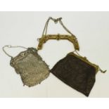Early 20th century unmarked white metal evening bag