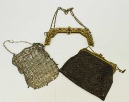 Early 20th century unmarked white metal evening bag