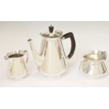 Roberts & Belk three-piece EPNS modernist coffee set