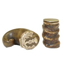 19th century Scottish snuff mull, together with an African horn box