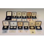 Twelve Royal Mint silver proof presentation coins to include crown, £1, £2 etc
