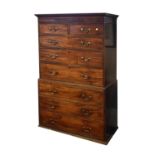 George III mahogany tallboy or chest-on-chest