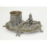 Cast WMFB deskstand with seated gnome to hinged lid