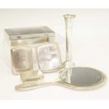 George V silver table-top box, and a quantity of silver items