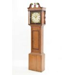19th century oak cased painted dial longcase clock