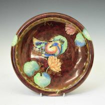 Large Carlton Ware bird and waterlily pattern shallow bowl