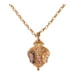 9ct gold quartz set lamp pendant on chain