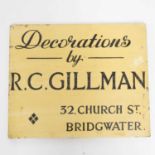 Somerset Interest - Painted wooden shop sign 'Decorations by R. C. Gillman‘