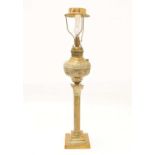 Gilt metal Corinthian column oil lamp (fitted for electricity)