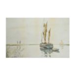 William Tatton Winter, (1855-1928) - Watercolour - River scene with boats
