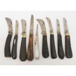 Group of nine folding knives