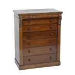 19th century mahogany Wellington chest (a/f)