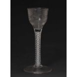 18th century opaque twist cordial glass