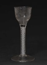 18th century opaque twist cordial glass