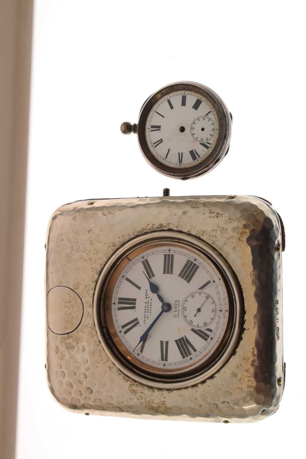 Silver cased desk clock and silver pocket watch - Image 10 of 11