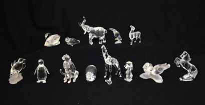 Thirteen Swarovski Crystal animal and bird figures