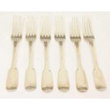 Set of six Victorian Fiddle pattern table forks