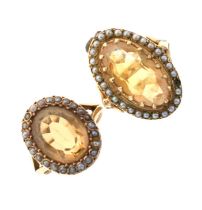 Two citrine and seed pearl rings