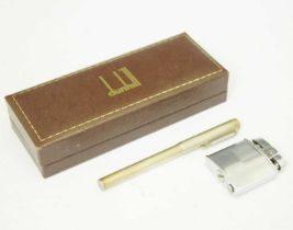 Dunhill - Cased silver fountain pen