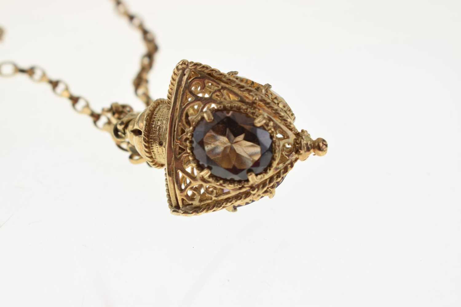 9ct gold quartz set lamp pendant on chain - Image 5 of 8