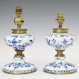 Pair of blue and white porcelain lamps