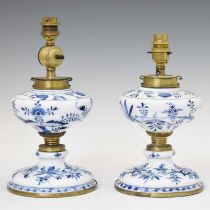Pair of blue and white porcelain lamps