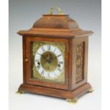 Reproduction walnut cased chiming bracket clock by Franz Hermle
