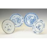 Three 19th century Chinese blue and white porcelain export plates