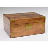 Late Victorian walnut and brass bound writing box