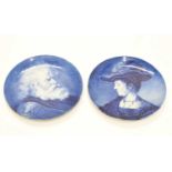 Pair of Delft portrait plates