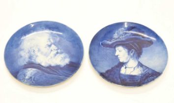 Pair of Delft portrait plates