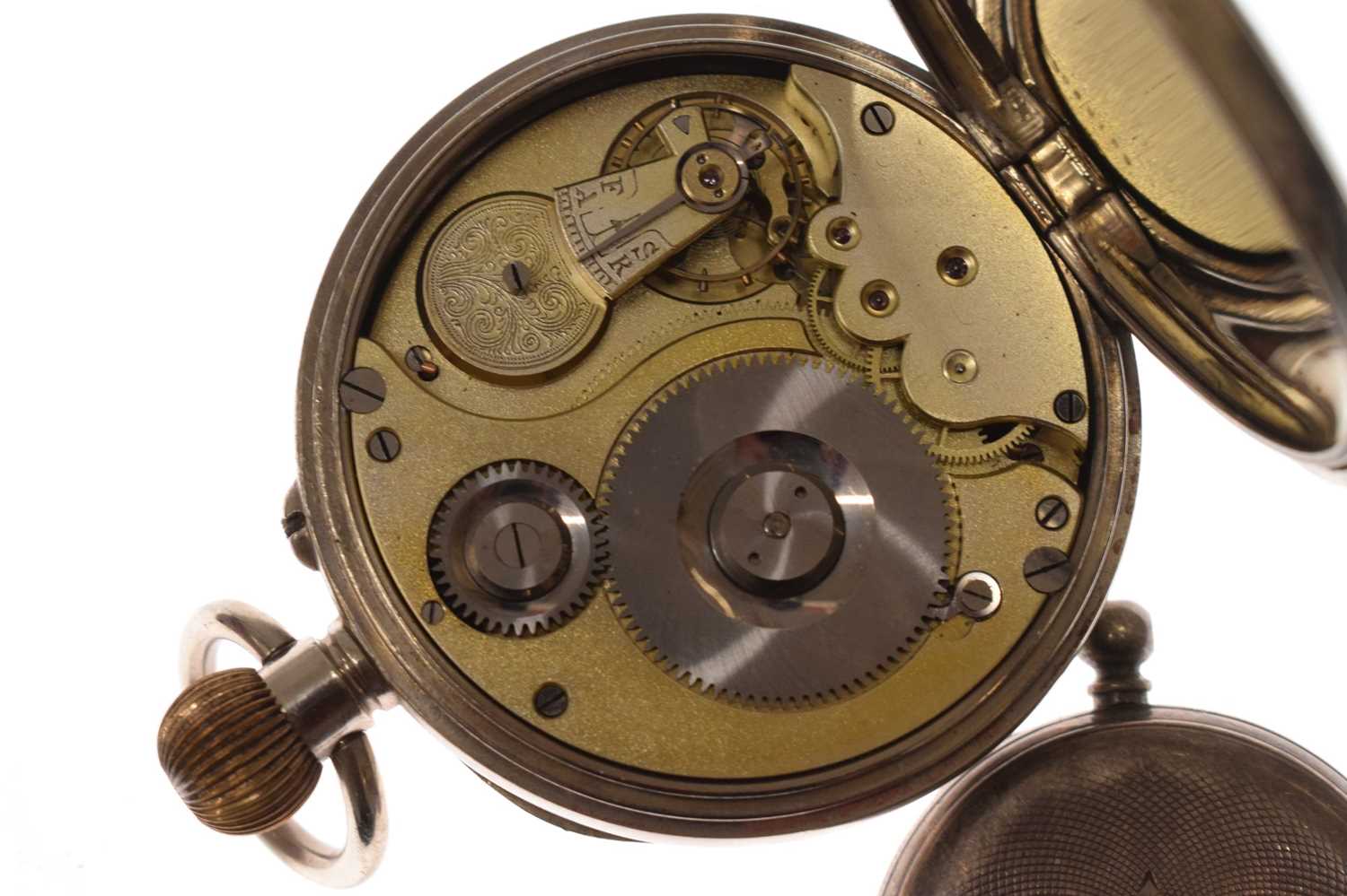 Silver cased desk clock and silver pocket watch - Image 6 of 11